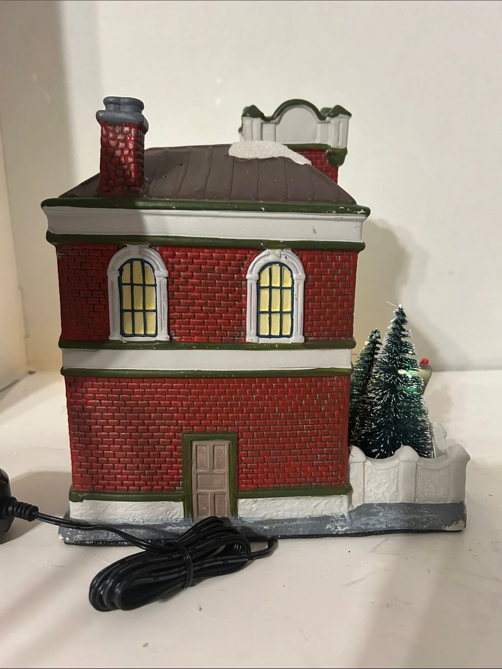 St. Nicholas Square Red and Green Lighted Christmas Shop Village Building